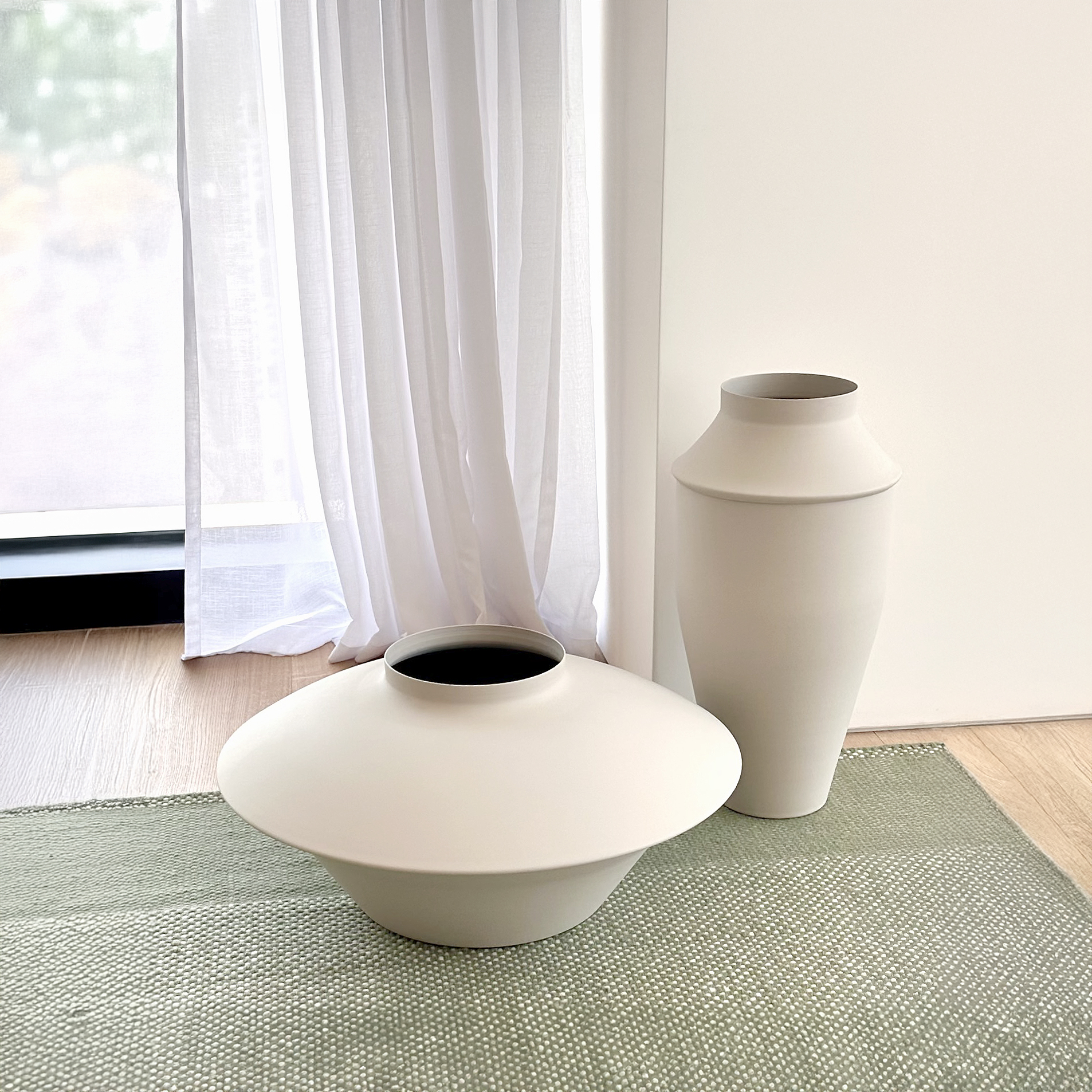 set triptych XL vases colorfull metal stone mitzri yapani
