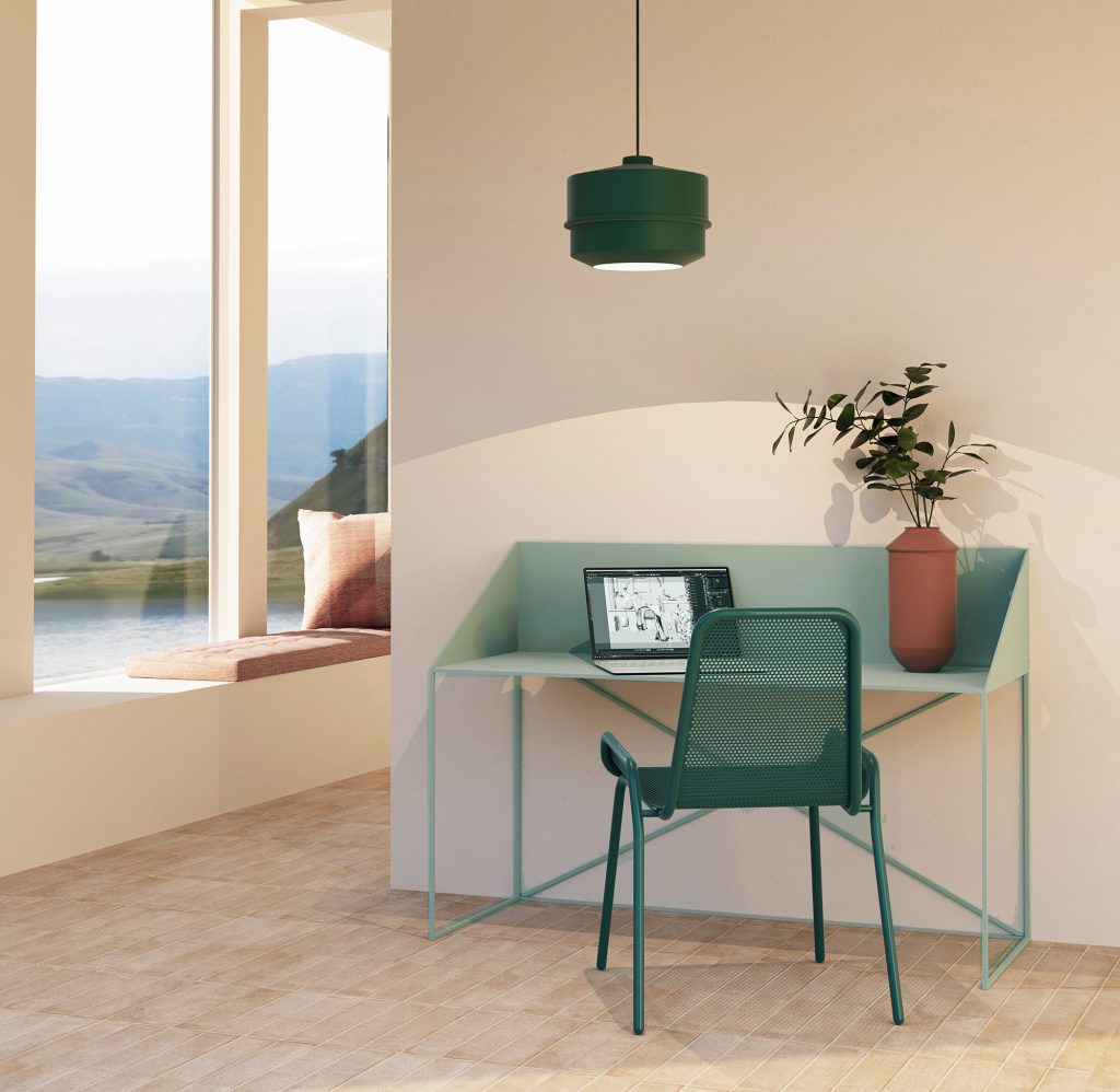 free standing desk metal mint color office lamp window