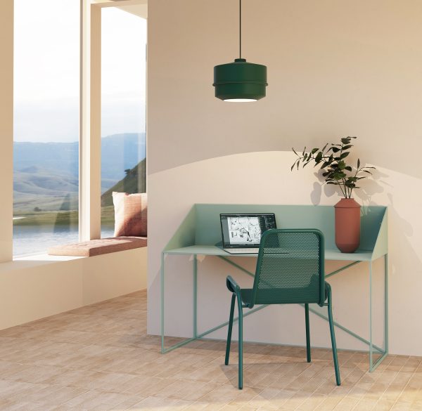 free standing desk metal mint color office lamp window