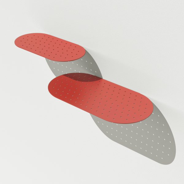 מדף מתכת צבעוני דקיק thin colorfull metal shelf אדום red