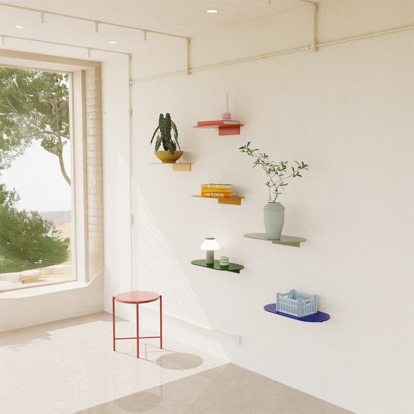 מדף מתכת צבעוני דקיק thin colorfull metal shelf