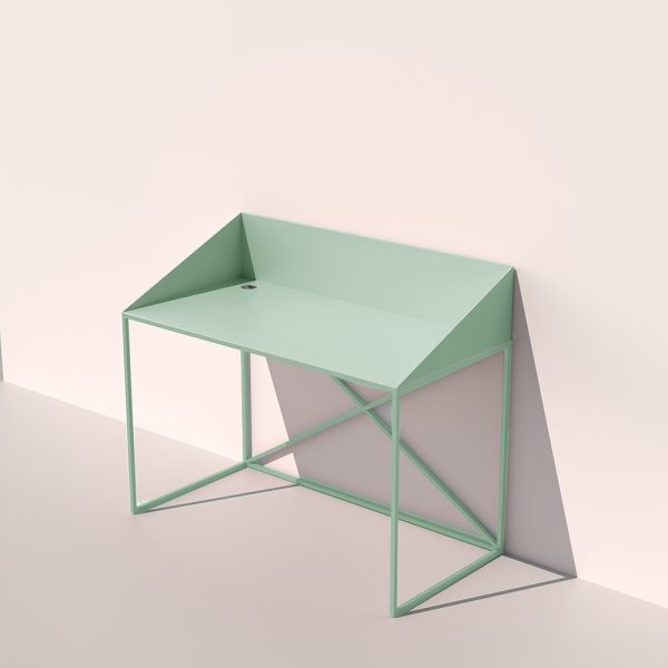 free standing desk metal mint מכתבה שולחן מתכת דקיק גוון מנטה