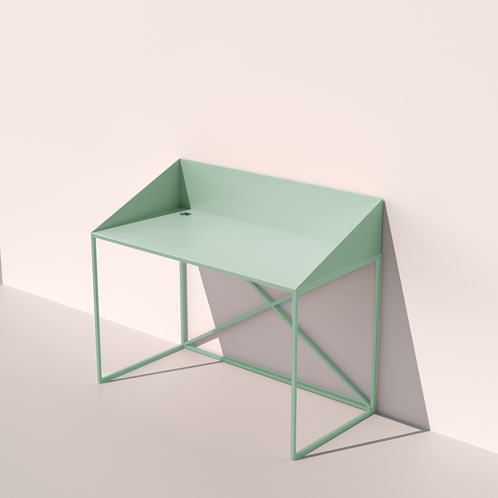 free standing desk metal mint מכתבה שולחן מתכת דקיק גוון מנטה