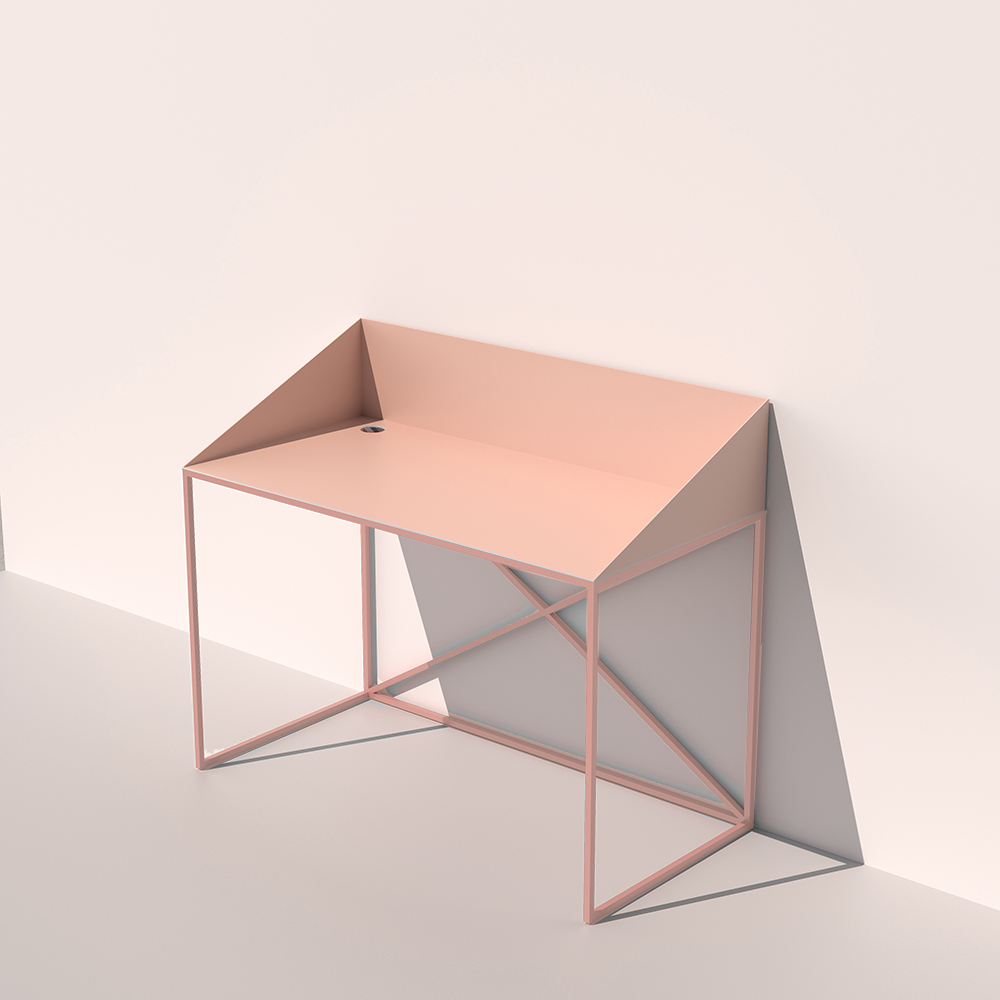 free standing desk metal nude מכתבה שולחן מתכת דקיק גוון ניוד ורוד סלומון