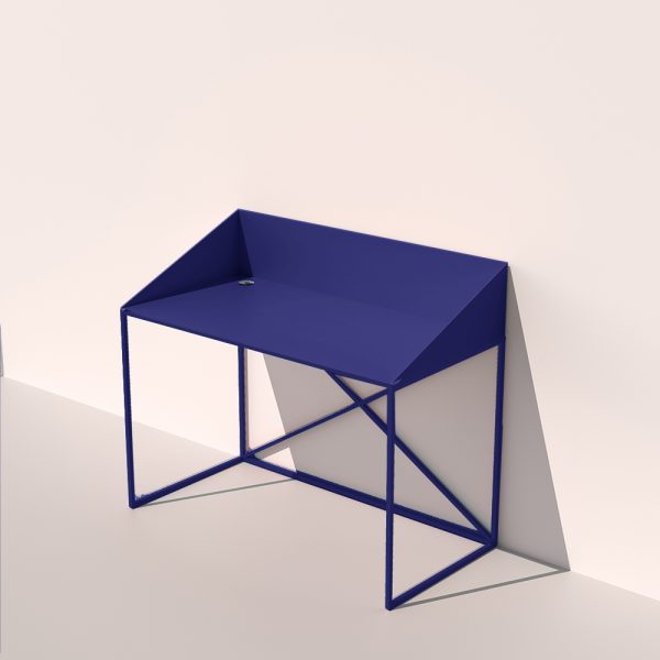free standing desk metal royal blue מכתבה שולחן מתכת דקיק גוון כחול רויאל