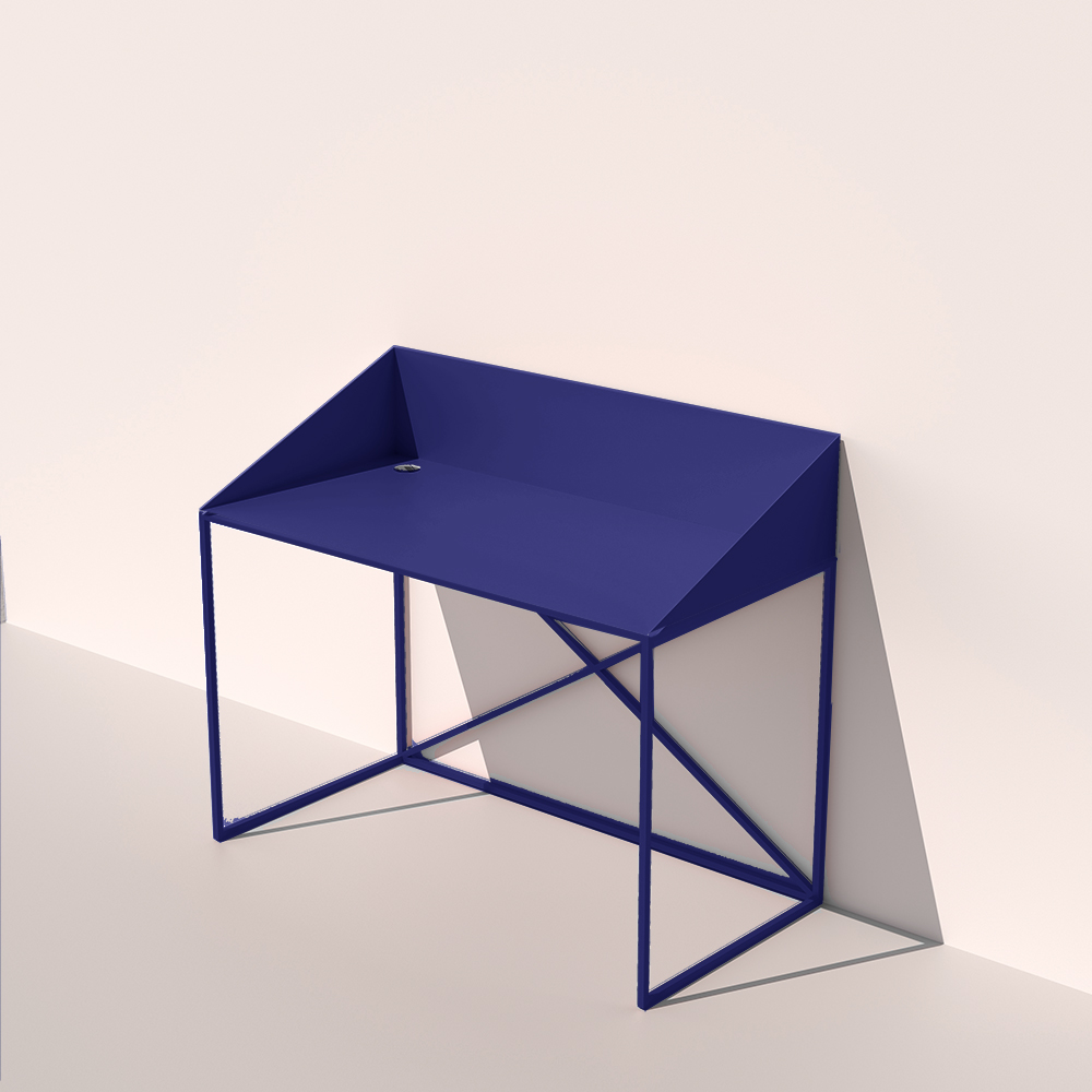 free standing desk metal royal blue מכתבה שולחן מתכת דקיק גוון כחול רויאל