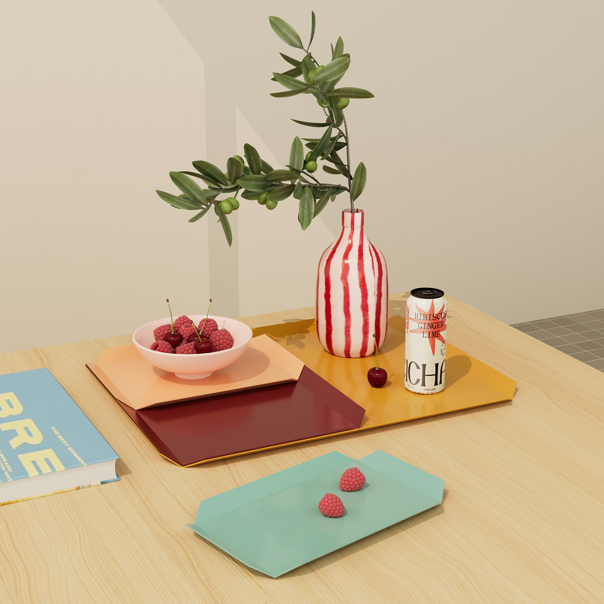 metal tray 2 sizes ginger bearduex colors