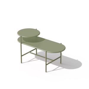 sage green color telephone bench made in metal