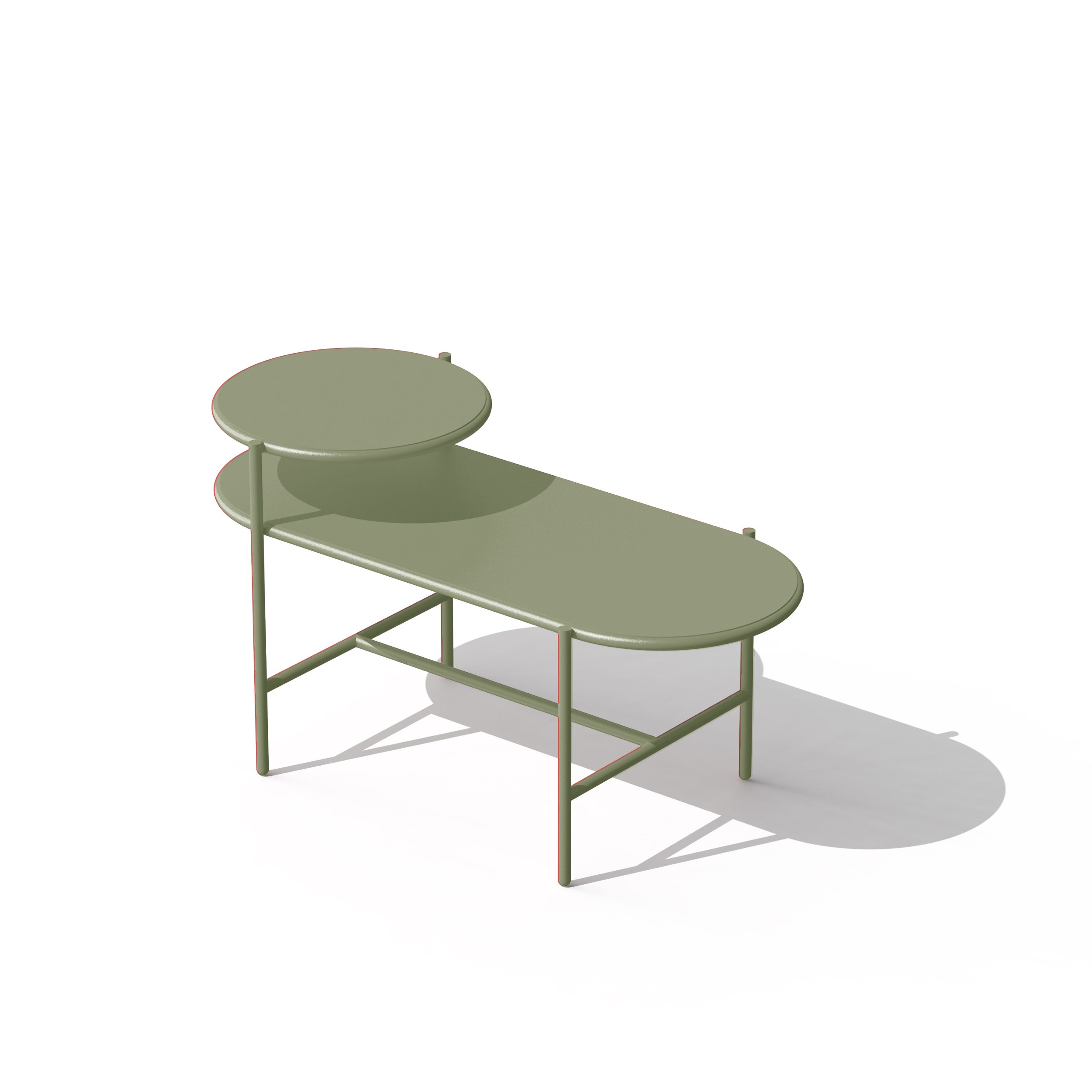 sage green color telephone bench made in metal