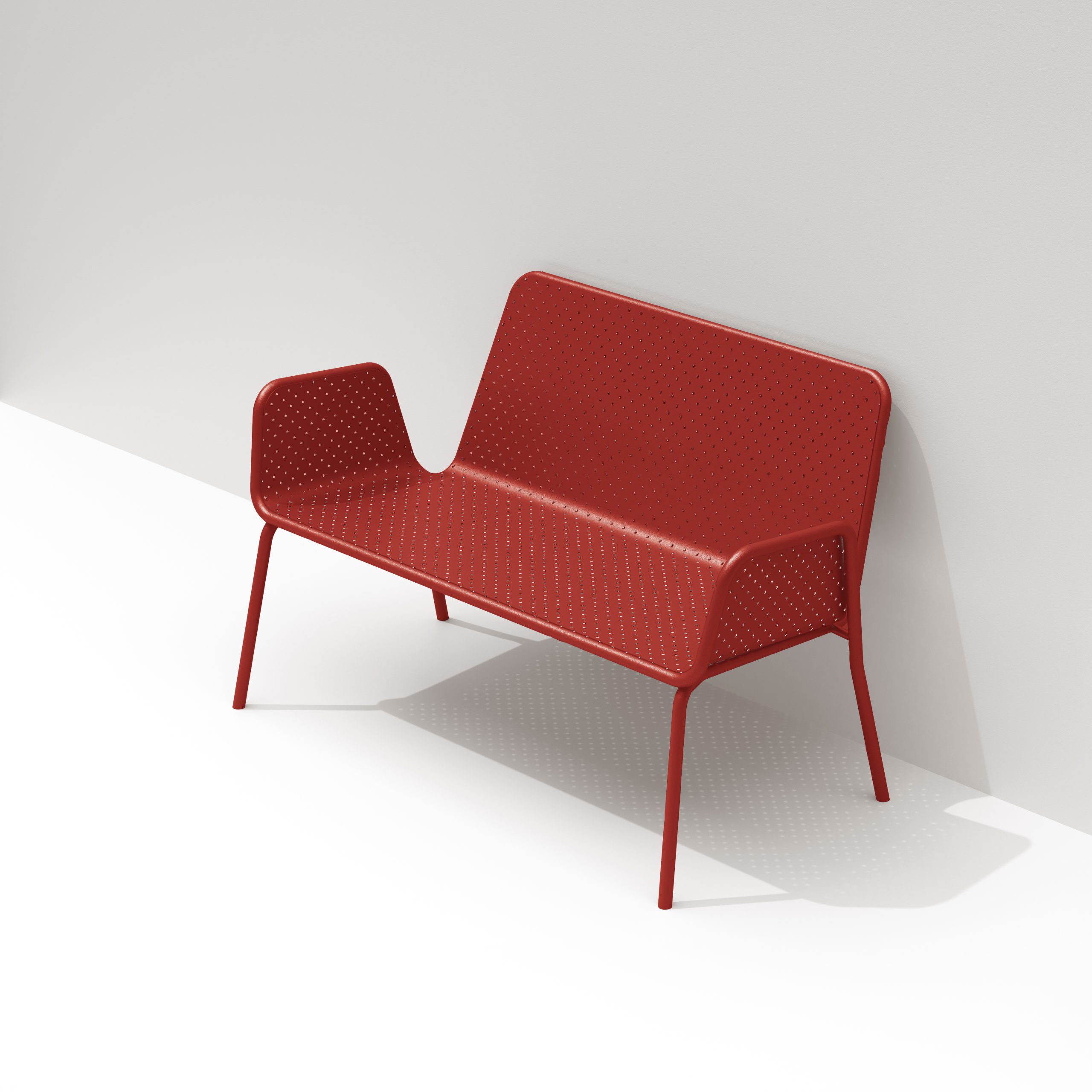 metal aluminuim bench outdoor furniture tomato red ral 3013