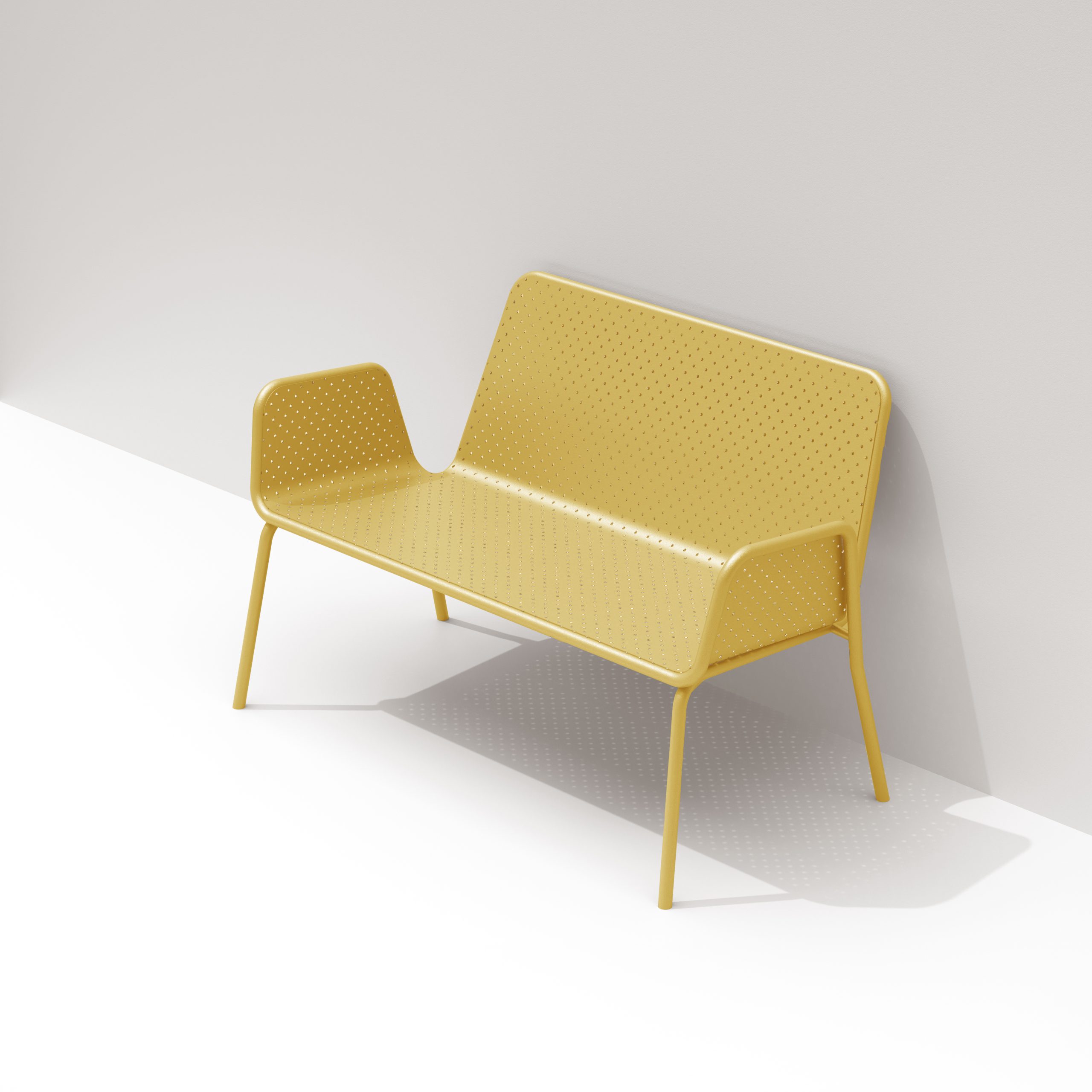 metal aluminuim bench outdoor furniture yellow saffron ral 1002